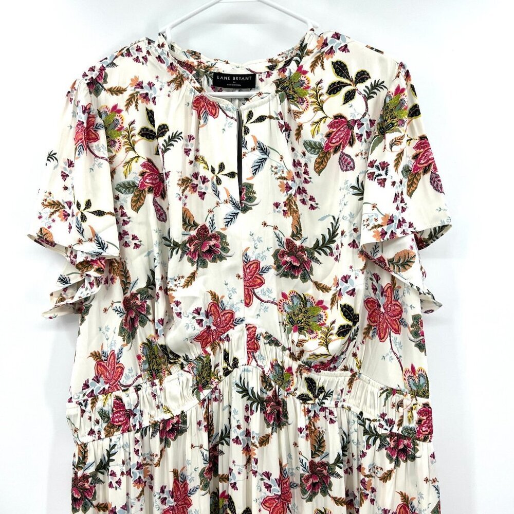 NWT Lane Bryant Floral Short Sleeve Midi Dress Women's Size 24 - Picture 2 of 9